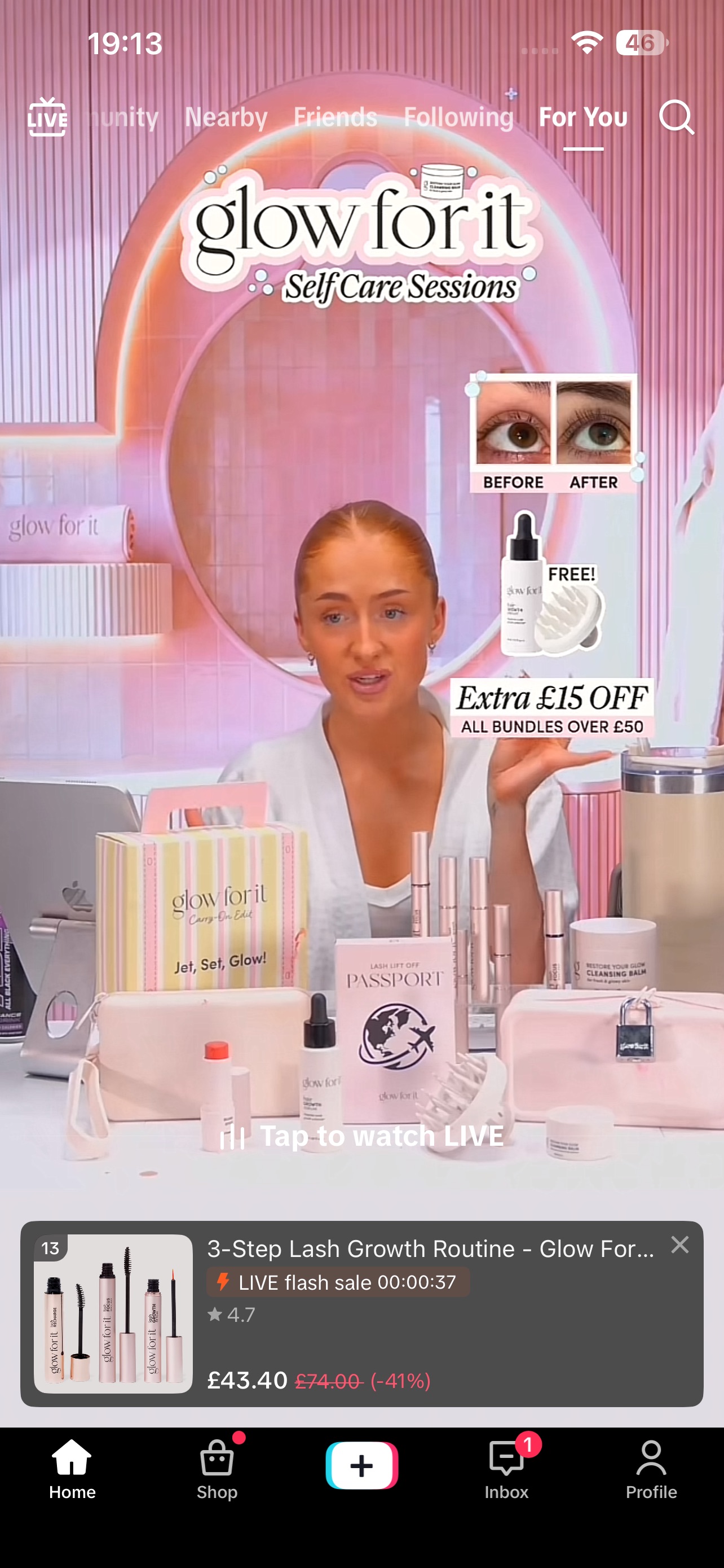 Glow For It TikTok LIVE with the host walking through a routine