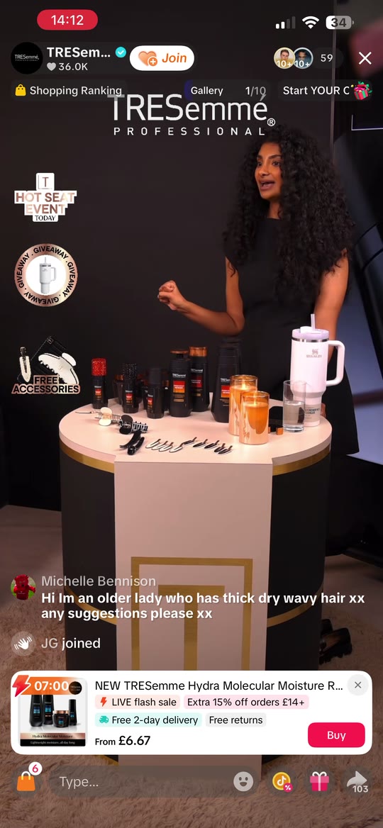 TRESemmé daily TikTok LIVE broadcast from the Somerce studio