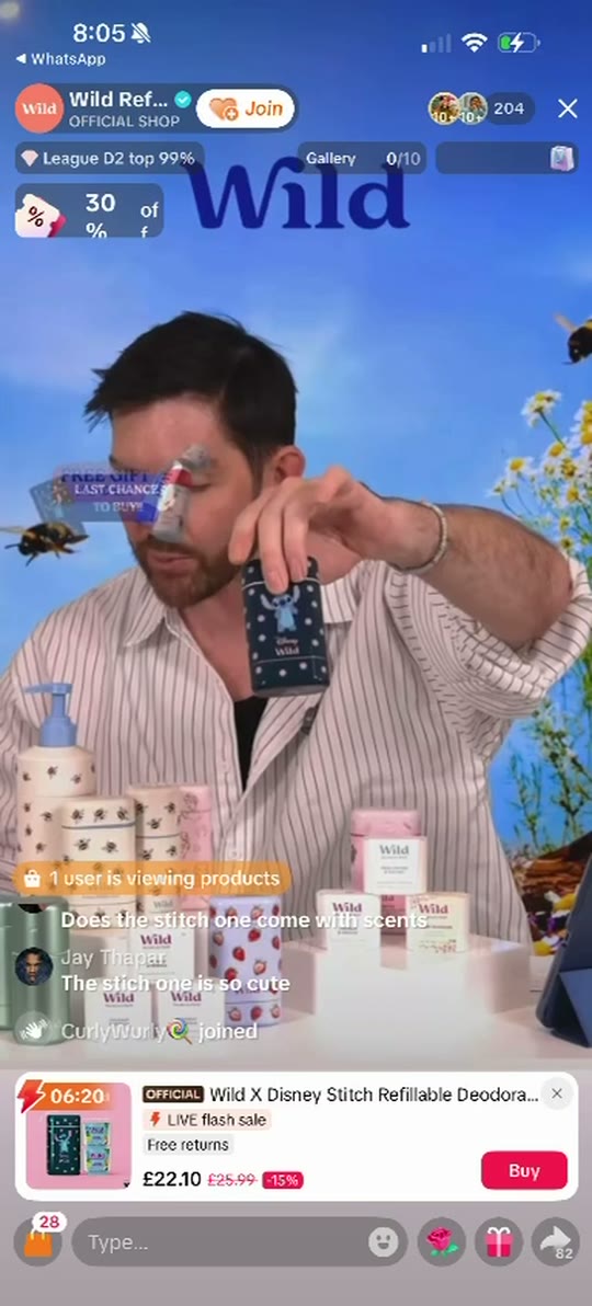 WILD products presented by a host on a daily TikTok Shop LIVE
